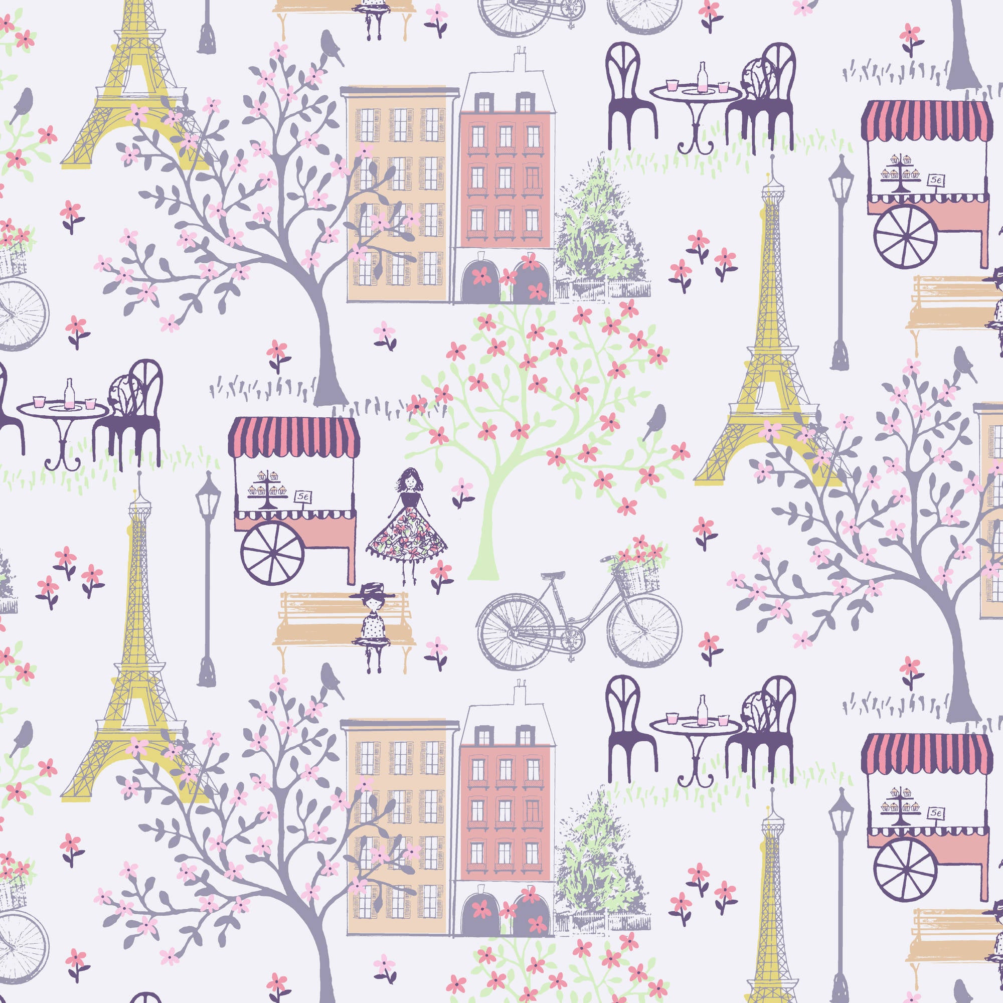 Waverly Inspirations Cotton 44" Paris Stroll Carnation Color Sewing Fabric by the Yard
