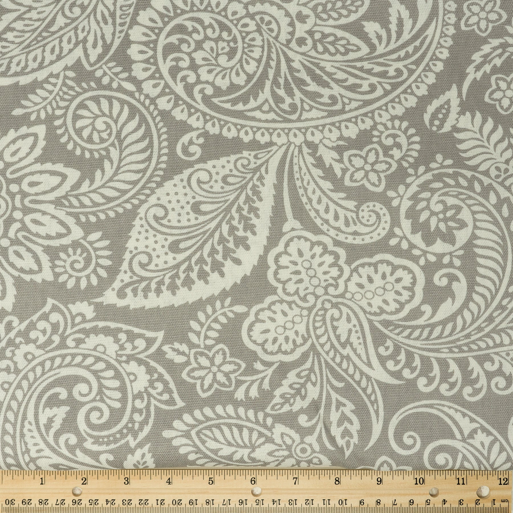 Waverly Inspirations Cotton Duck 45" Paisley Gray Color Sewing Fabric by the Yard