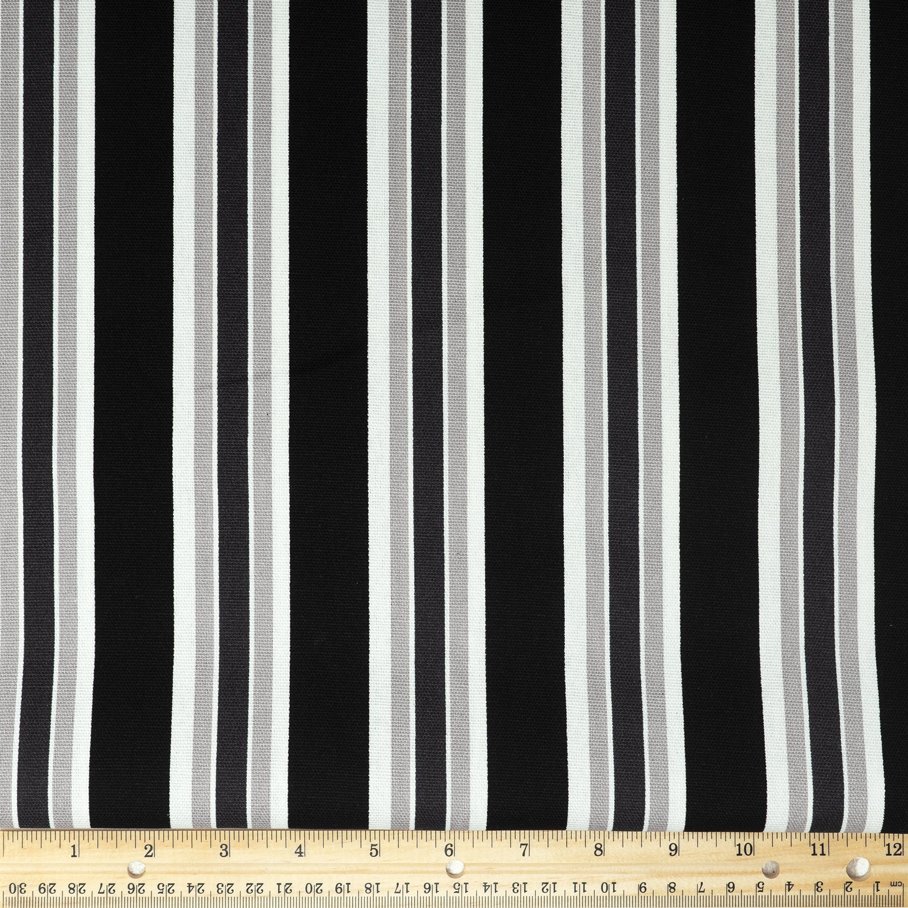 Waverly Inspirations 100% Cotton Duck 45" Width Large Stripe Print Black Color Sewing Fabric by the Yard
