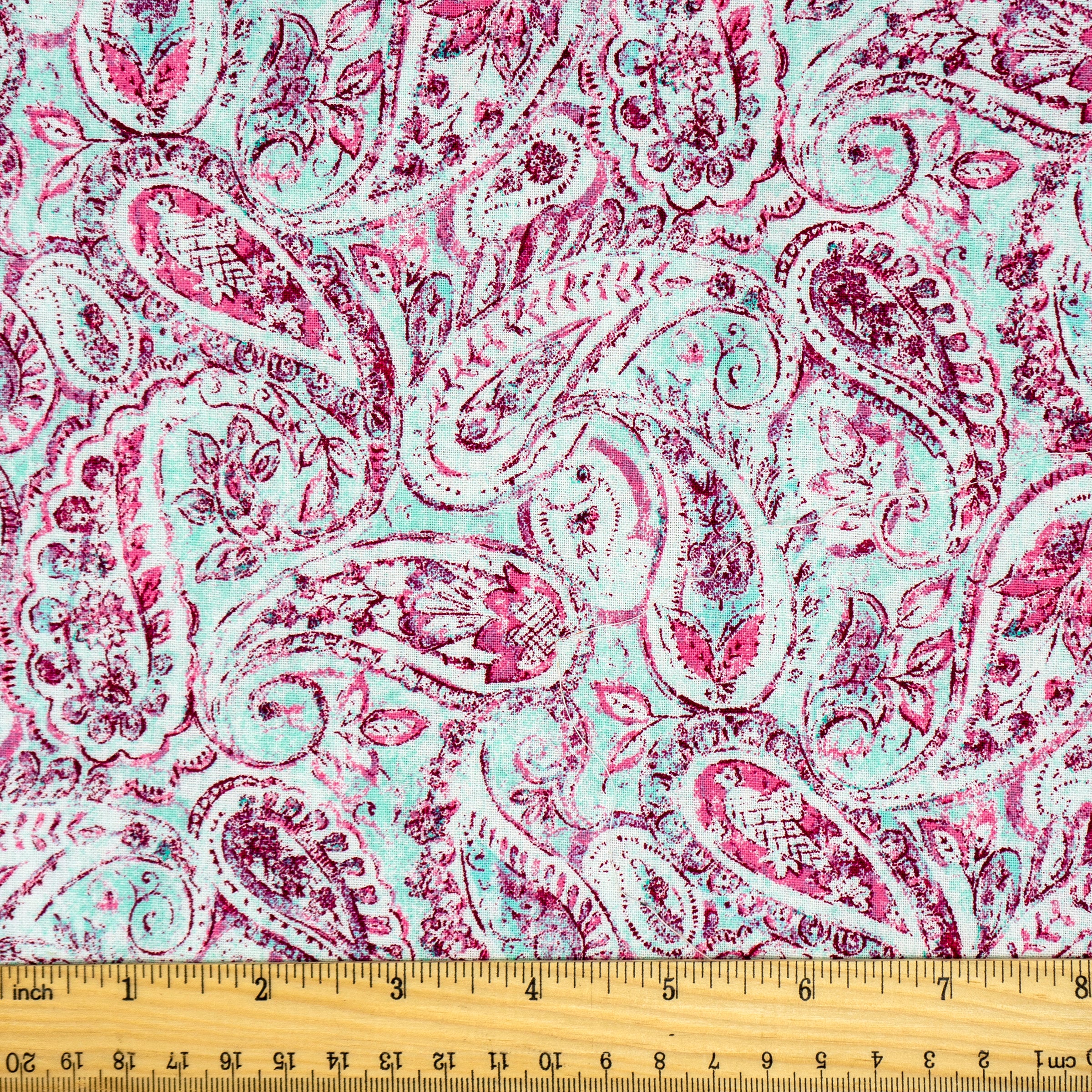 Waverly Inspirations 44" 100% Cotton Paisley Swirl Sewing & Craft Fabric By the Yard, White, Magenta