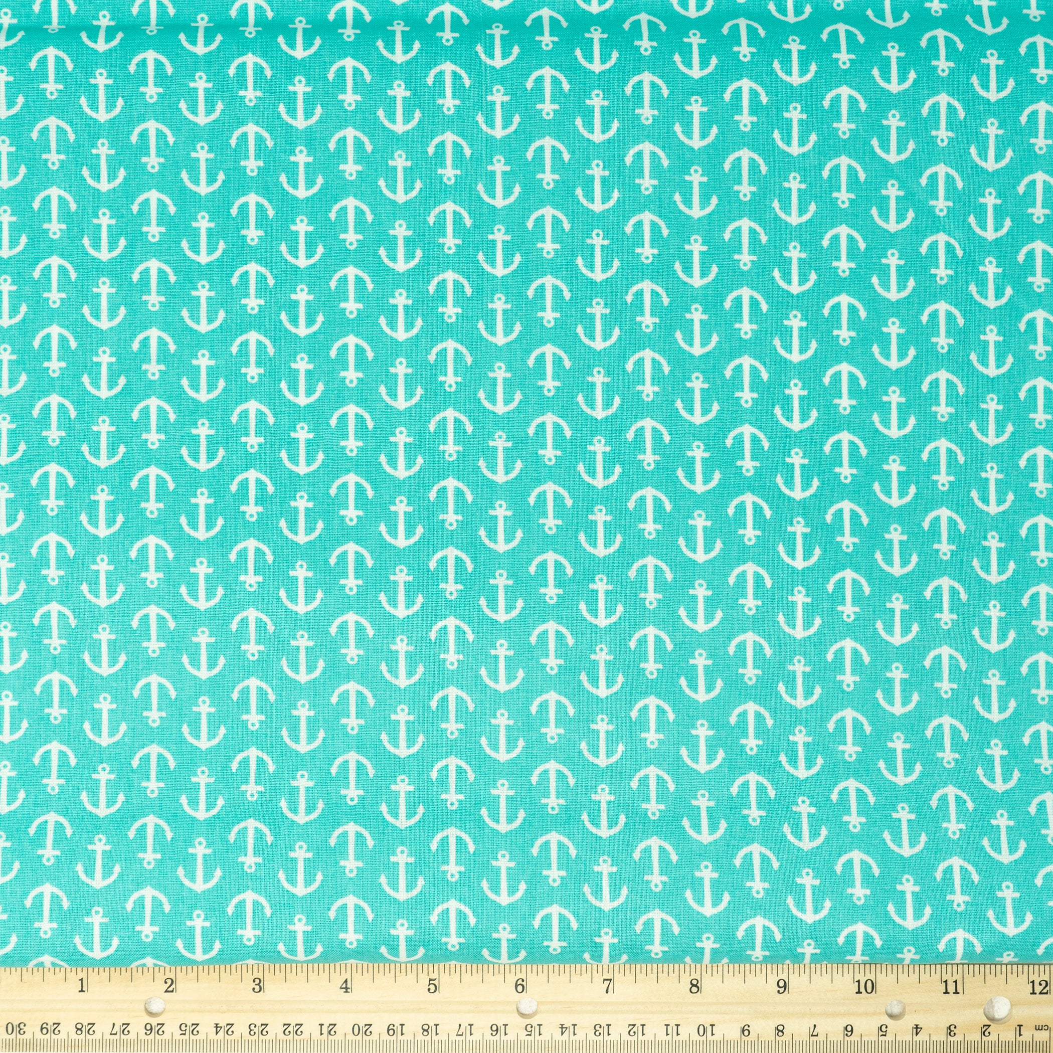 Waverly Inspirations Cotton 44" Anchor Aqua White Color Sewing Fabric by the Yard