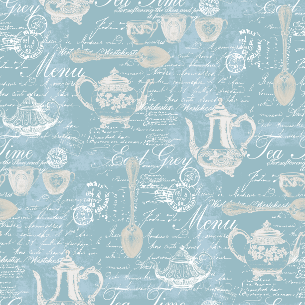 Waverly Inspirations 44" 100% Cotton Teatime Sewing & Craft Fabric By the Yard, Blue, Aqua