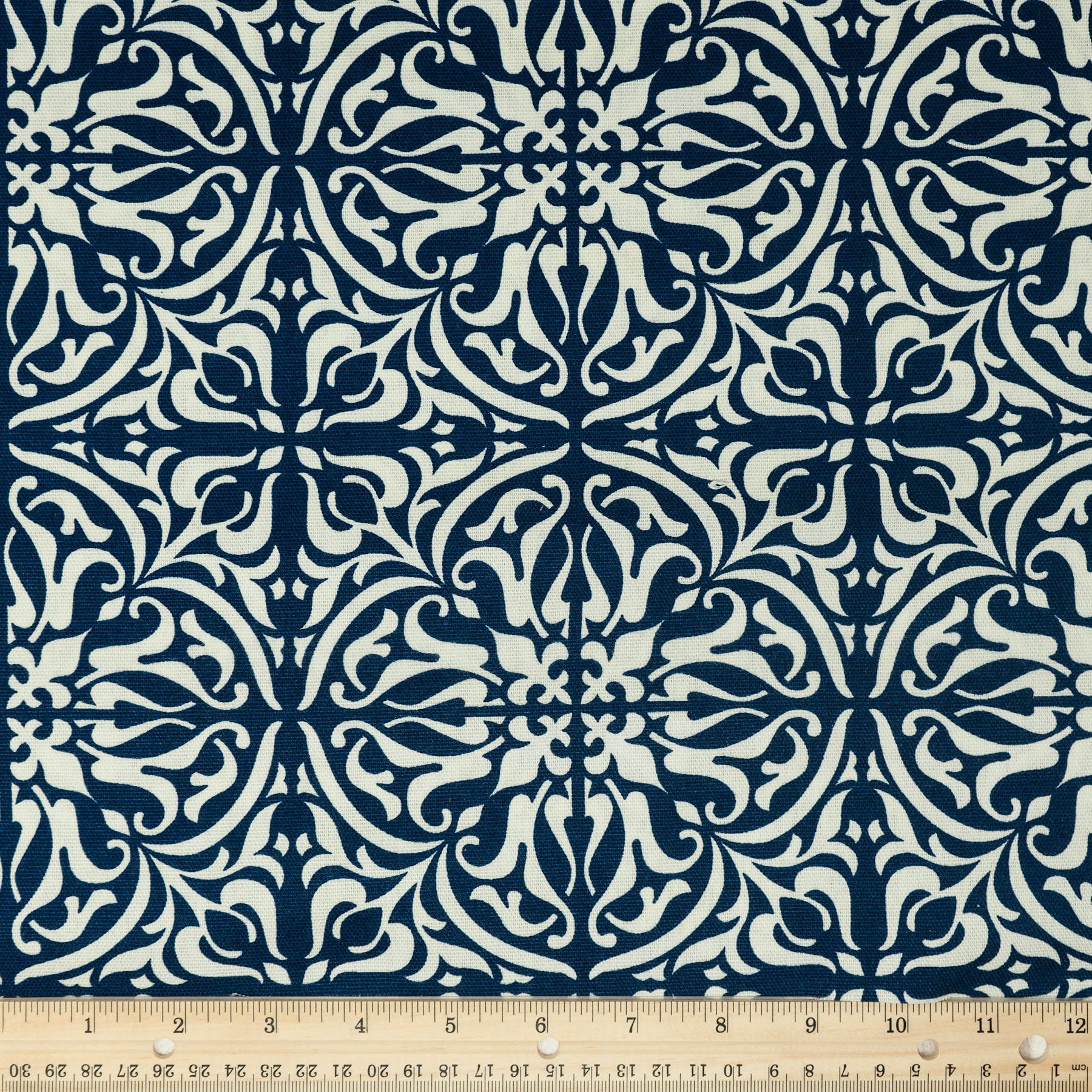 Waverly Inspirations 100% Cotton Duck 45" Width Tile Navy Color Sewing Fabric by the Yard
