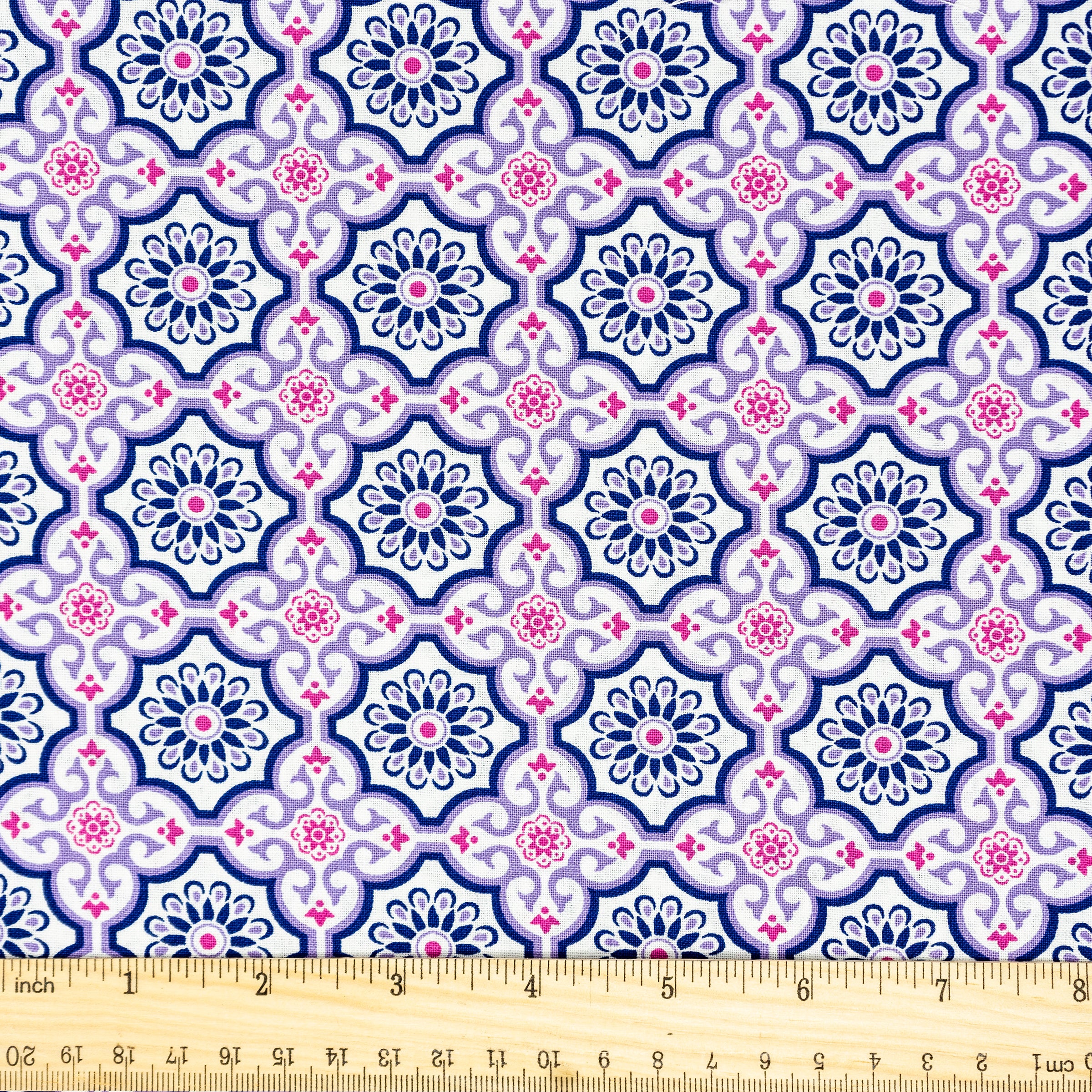 Waverly Inspirations 44" 100% Cotton Blossom Lattice Sewing & Craft Fabric By the Yard, White, Wisteria