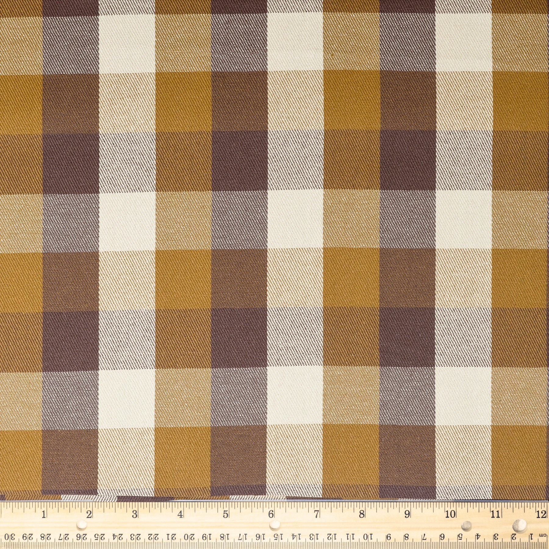 Waverly Inspirations 100% Cotton Duck 54" Twill Plaid Brown Color Sewing Fabric by the Yard