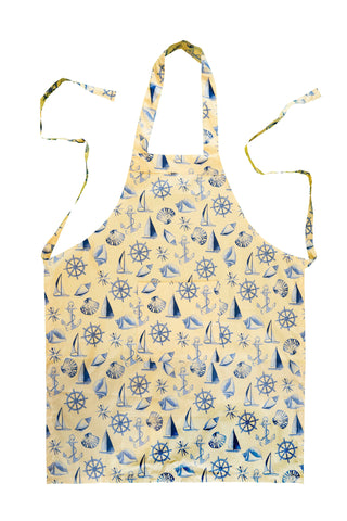 Stitch & Sparkle APRON with pocket, 100% Cotton, Nautical, Shell Beige,  One Size Fix For All