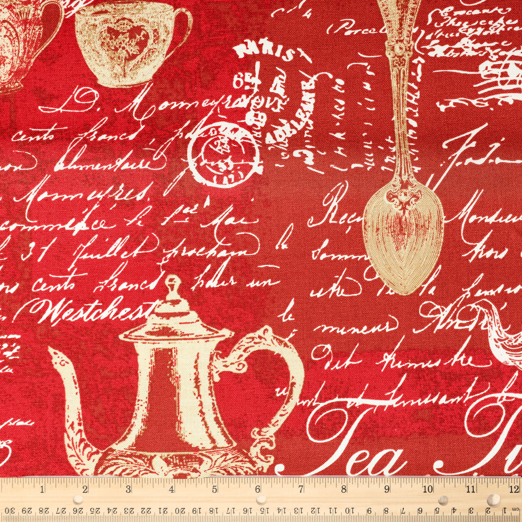 Waverly Inspirations 100% Cotton Duck 54" Teatime Red Color Sewing Fabric by the Yard