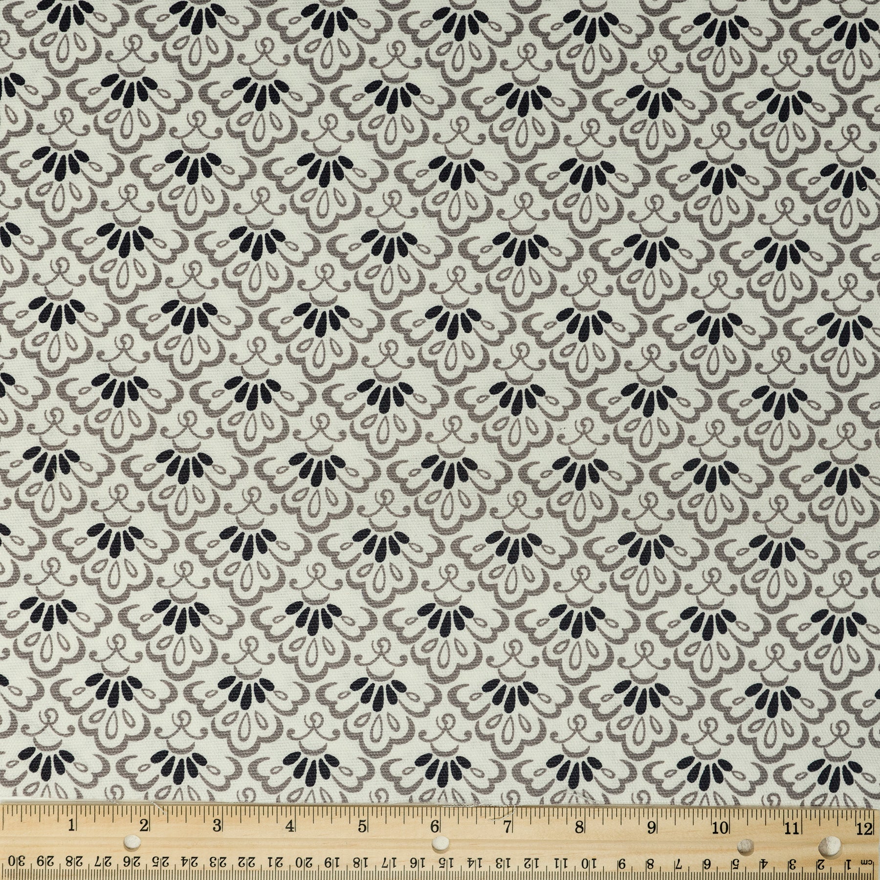 Waverly Inspirations 100% Cotton Duck 45" Width Scallop Print Grey Color Sewing Fabric by the Yard