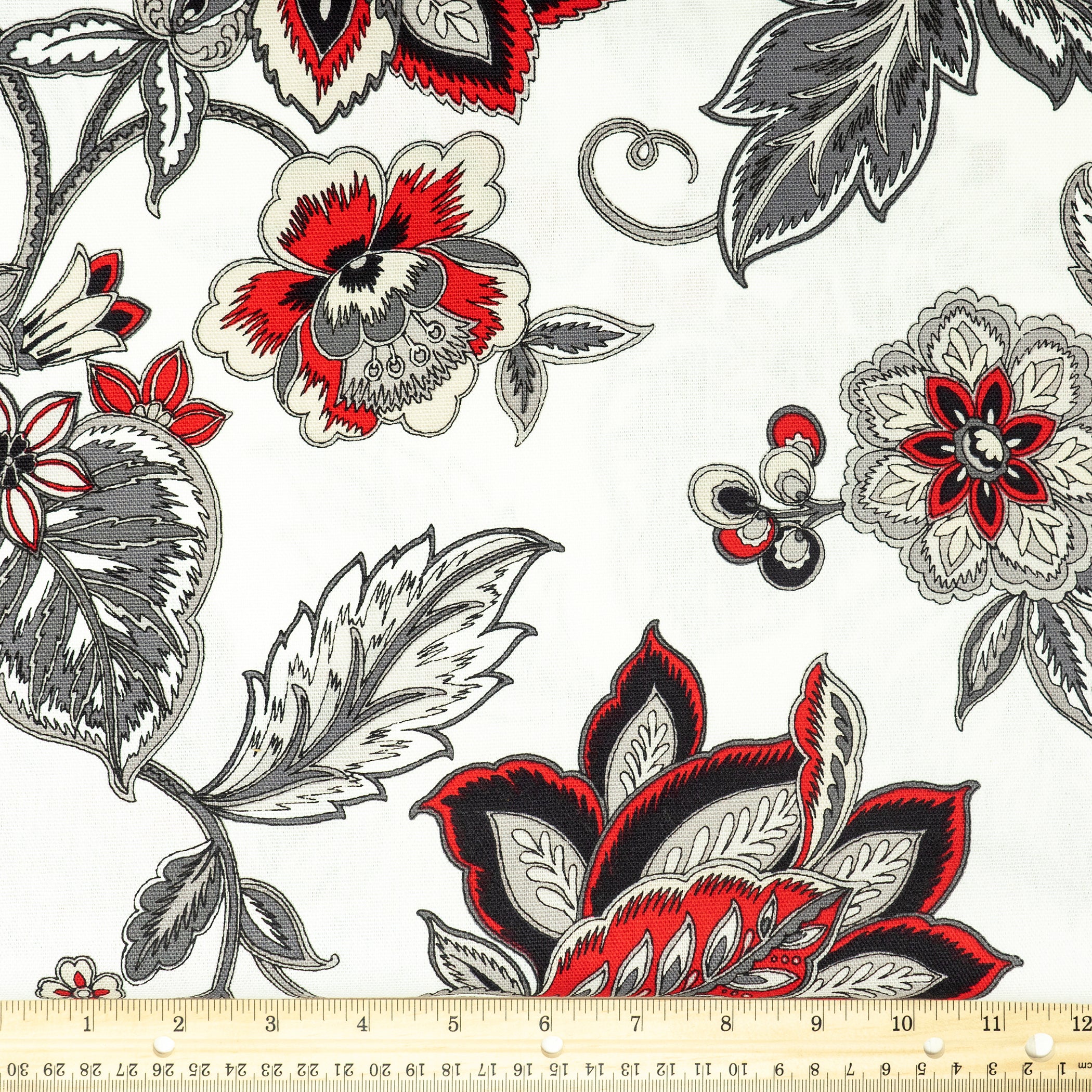 Waverly Inspirations 100% Cotton Duck 45" Width Floral Print Grey Color Sewing Fabric by the Yard