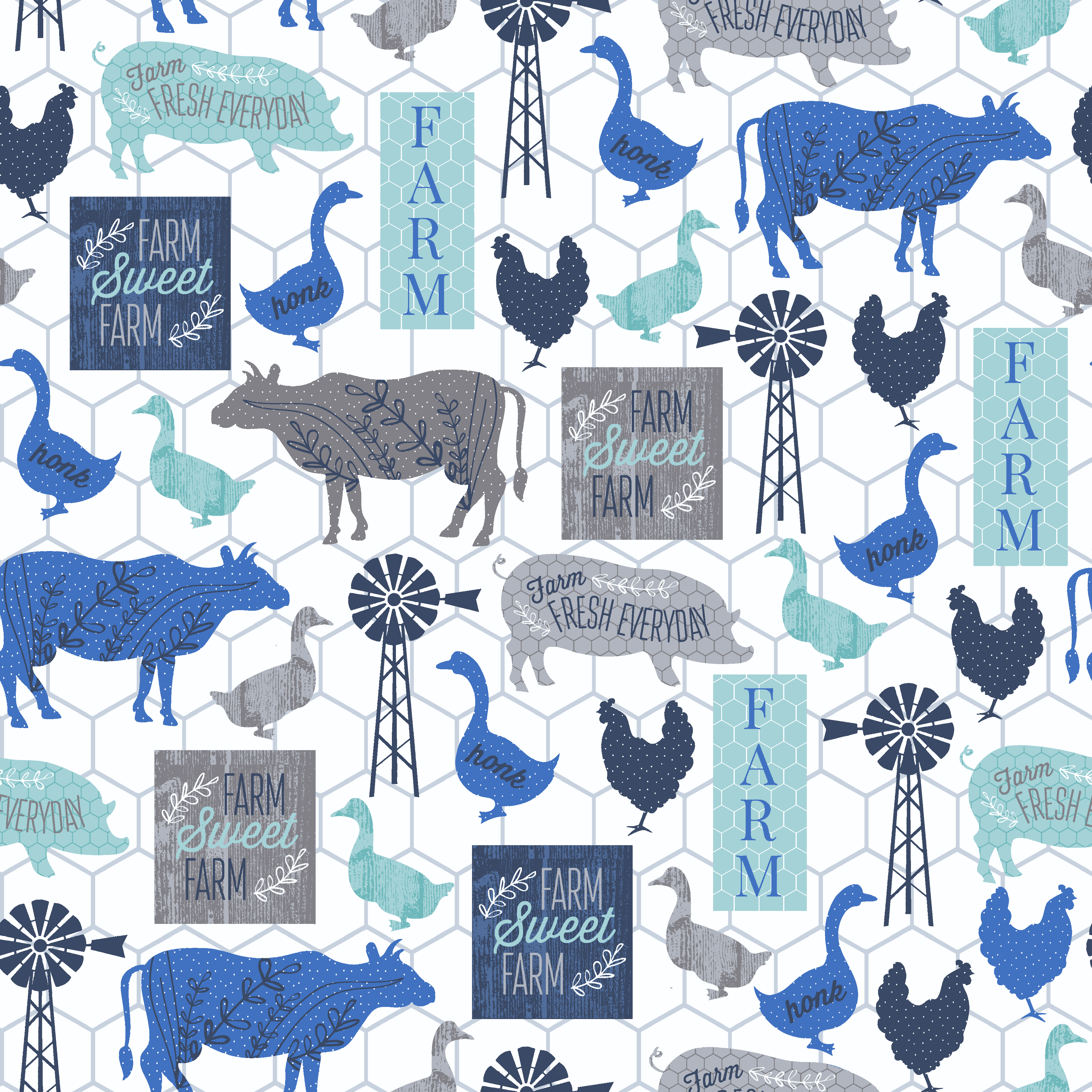 Waverly Inspirations Cotton 44" Family Farm Cobalt Color Sewing Fabric by the Yard