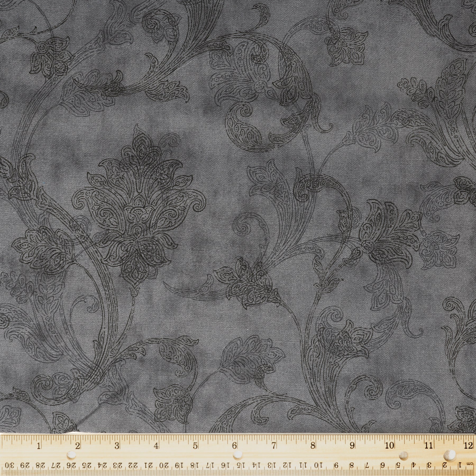 Waverly Inspirations 100% Cotton Duck 54" Jacobean Scroll Print Black Color Sewing Fabric by the Yard