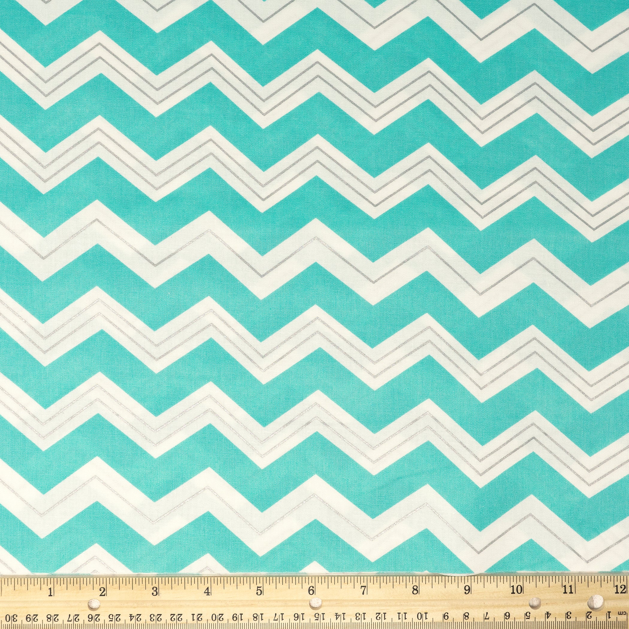 Waverly Inspirations Cotton 44" Chevron Aqua White Silver Color Sewing Fabric by the Yard