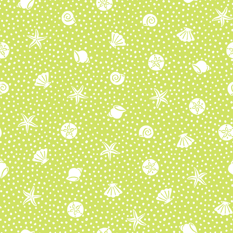 Stitch & Sparkle Fabrics, Under The Sea, Shell And Starfish Kiwi Cotton Fabrics,  Quilt, Crafts, Sewing, Cut By The Yard
