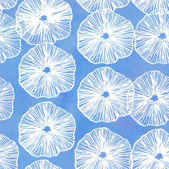 Stitch & Sparkle Surrender to the Sea-Round Coral On Blue 100% Cotton Fabric 44" Wide, Quilt Crafts Cut by The Yard