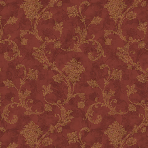 54'' Cotton Duck Canvas Jacobean Scroll Red